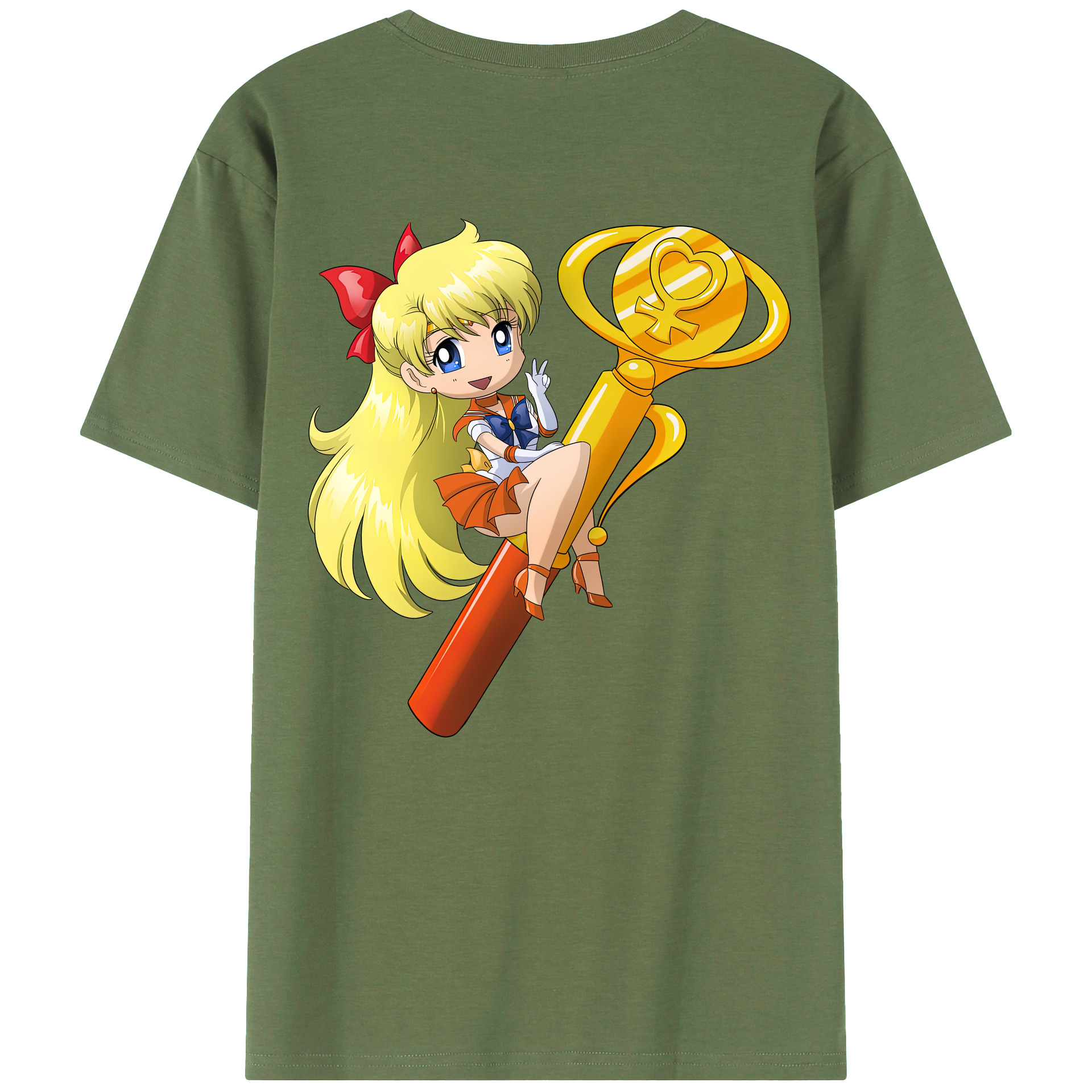 （画像用） 美少女戦士セーラームーン 愛野 美奈子 あいの みなこ Sailor Moon Aino Minako 綿100％ メンズ半袖Tシャツ（バックプリント） 通気性